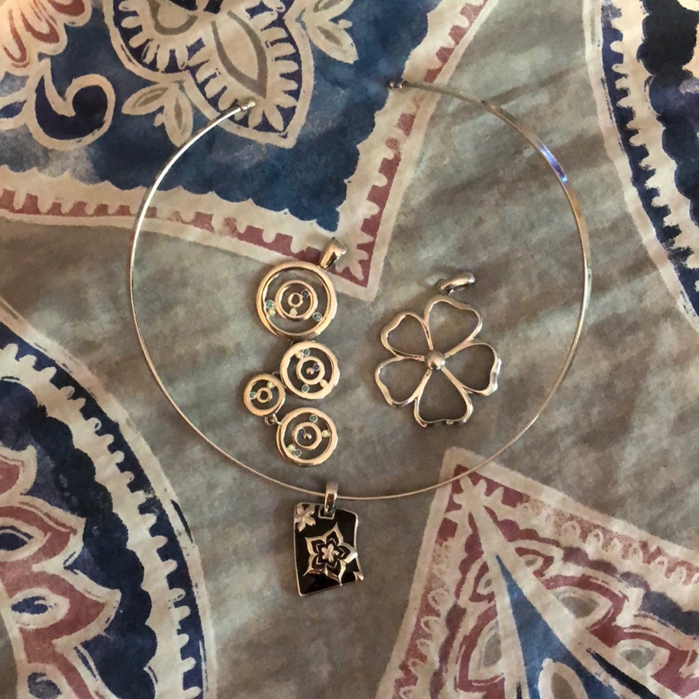 Sterling Silver Necklace with 3 Pendents